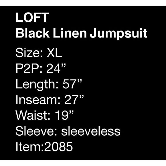 LOFT Black Linen Jumpsuit- size XL - Picture 7 of 7